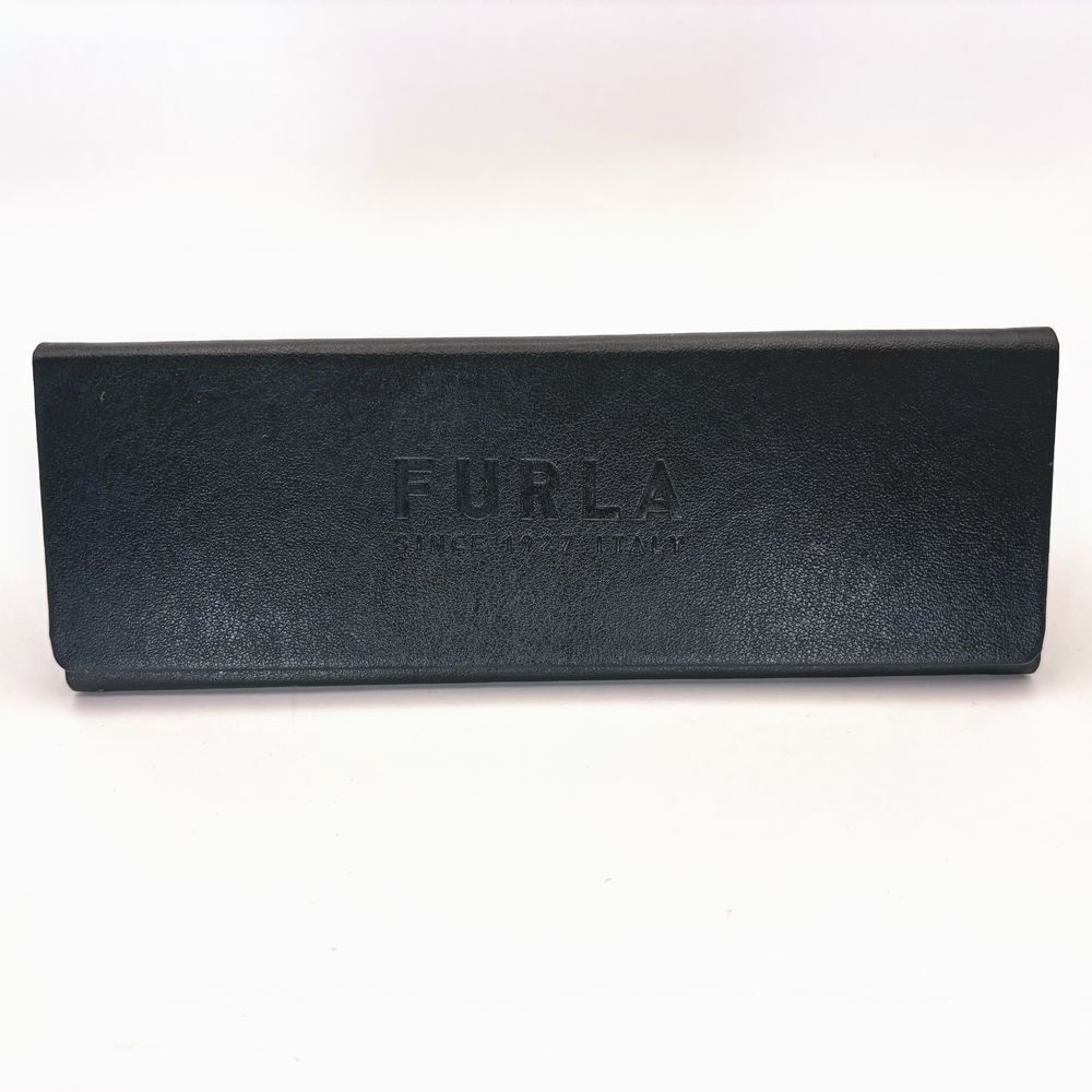 FURLA Folding Sunglasses Case Black Triangular Faux Leather